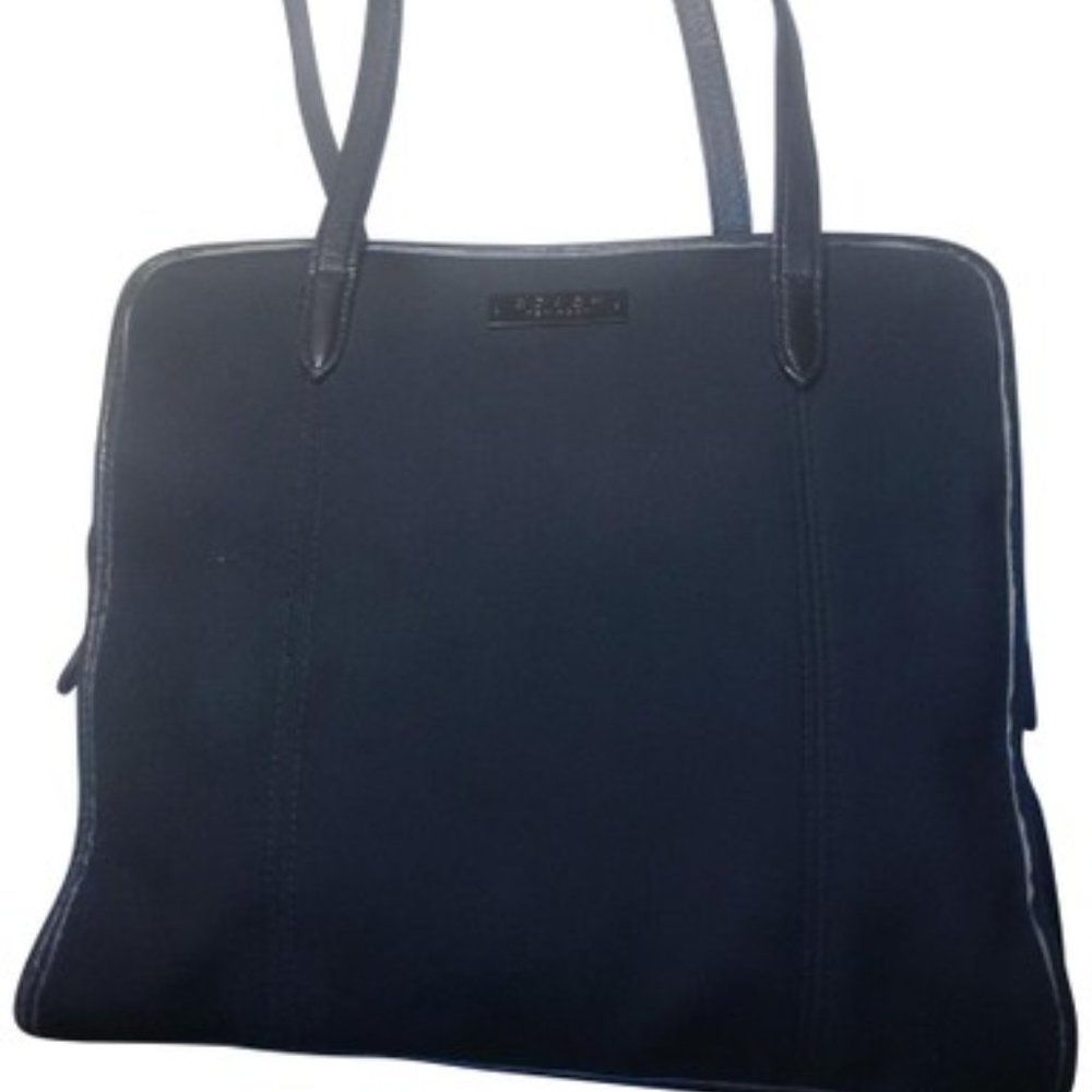 vintage black COACH Nylon zip tote leather…